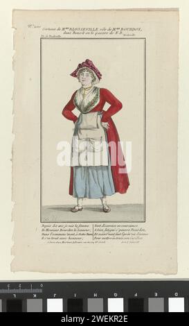 Petite galerie dramatique, ça. 1809 - 1843, n° 200 : Costume de Mme Blossevill (...), c. 1809 - 1834 Costume de l'actrice Blossseville dans le rôle de Mme Bourdon de la comédie Benoit ou pauvre de notre Dame, mise en scène au Théâtre du Vaudeville à Paris. La pièce se compose de deux actes, écrits par Marie-Joseph pain (1773-1830), publiés vers 1809. Avec deux fois quatre lignes du premier acte, scène quatre. Tirage tiré du magazine petite Galerie dramatique ou Recueil de différents costumes d'acteurs des Théâtres de la capitale (1796-1843). plaques de mode gravées en papier. tête-équipement (+ wom Banque D'Images