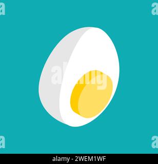 Moitié d'œuf à la coque. Jaune d'oeuf et blanc Illustration de Vecteur