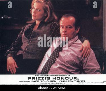 KATHLEEN TURNER et JACK NICHOLSON dans PRIZZI'S Honour / HONOR 1985 réalisateur JOHN HUSTON Novel Richard Condon scénario Richard Condon et Janet Roach musique Alex North costumes design Donfeld ABC Motion Pictures / Rank film Distributors (Royaume-Uni) / Twentieth Century Fox (États-Unis) Banque D'Images