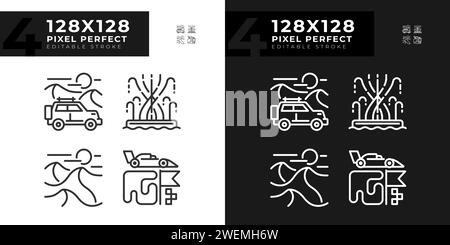 Icônes linéaires du tourisme de Dubaï réglées pour le mode sombre et clair Illustration de Vecteur