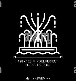 Icône linéaire blanche de fontaine de Dubaï pour le thème sombre Illustration de Vecteur