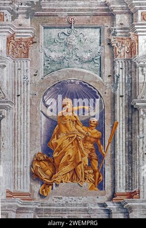 Fresque Renaissance sur le Palazzo San Giorgio, construit en 1260, Piazza Caricamento, Gênes, Italie Banque D'Images
