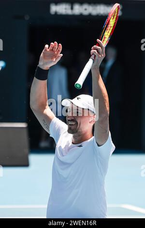 Melbourne, Australie, 26 janvier 2024. Jan Zielinski, joueur de tennis polonais, au Grand Chelem de tennis de l'Open d'Australie 2024 à Melbourne Park. Crédit photo : Frank Molter/Alamy Live news Banque D'Images