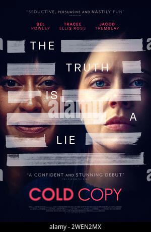 Cold Copy (2023) réalisé par Roxine Helberg et mettant en vedette Bel Powley, Tracee Ellis Ross et Jacob Tremblay. Une étudiante en journalisme ambitieuse tombe sous le coup d'un journaliste estimé mais affreux qu'elle cherche désespérément à impressionner, même si cela signifie manipuler sa dernière histoire - et l'idée même de la vérité elle-même. Affiche US une feuille ***USAGE ÉDITORIAL SEULEMENT***. Crédit : BFA / vertical Entertainment Banque D'Images