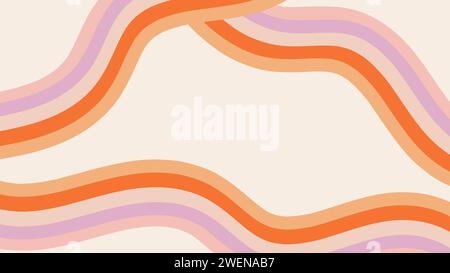 Fond dessiné à la main par vecteur abstrait dans un style groovy avec des rayures multicolores et un espace de copie. Modèle panoramique à la mode pour bannière de conception Illustration de Vecteur