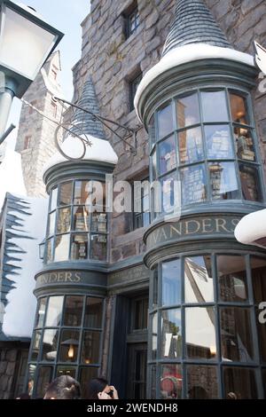 L'entrée à « The Wizarding World of Harry Potter » dans le parc Disney Them Banque D'Images