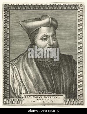 Portrait de François Duaren, professeur de droit à l'Université de Bourges, Giorgio Ghisi, 1556 gravures sur papier gravant des personnages historiques. professeur Banque D'Images