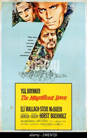 The Magnificent Seven - United Artists 1960 - YUL Brynner, Steve McQueen, Charles Bronson, Robert Vaughn Banque D'Images