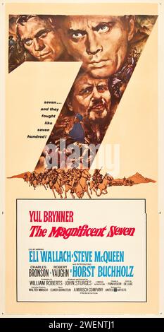 Les sept magnifiques (United Artists 1960). YUL Brynner, Steve McQueen, Charles Bronson, Robert Vaughn Banque D'Images