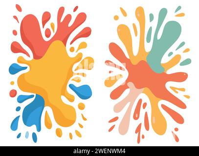 Jeu de vecteurs de fond abstrait d'éclaboussure de peinture de couleur. Illustration de Vecteur