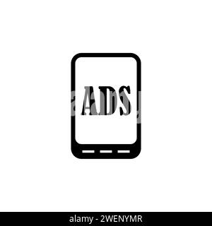 Icône vectorielle plate de publicité mobile. Symbole solide simple isolé sur fond blanc Illustration de Vecteur