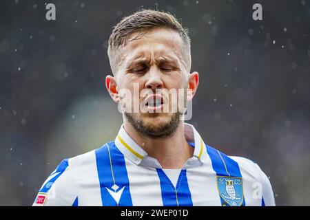 Le défenseur de Sheffield Wednesday Will Vaulks (4 ans) réagit lors du Sheffield Wednesday FC contre Coventry City FC au Hillsborough Stadium, Sheffield, Royaume-Uni, le 20 janvier 2024 Banque D'Images