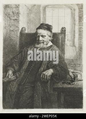 Jan Lutma, Goldsmith, Rembrandt van Rijn, 1656 print paper gravure / Drypoint Banque D'Images