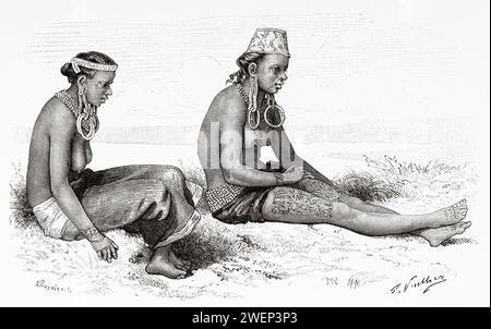 Dayak tring femmes, Kalimantan. Île de Bornéo, Indonésie. De Koutei à Banjarmasin, un voyage à travers Bornéo par Carl Bock (1849 - 1932) Banque D'Images