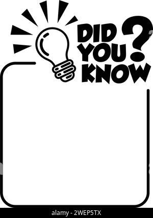 Drôle de bulle pour copier le texte. Saviez-vous Web bannière avec cadre et ampoule, boîte d'idée, citation pour des faits intéressants. Vecteur sur fond transparent Illustration de Vecteur