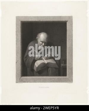 Ecriture du vieil homme, Lambertus Antonius Claessens, d'après Quiringh Gerritsz. Van Brekelenkam, c. 1829 - c. 1834 impression papier gravure / gravure art (+ écriture) Banque D'Images