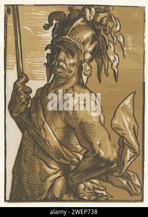 Mars, 1586 - 1590 imprimer Mars, en deux, vu à gauche, le regard dirigé vers le spectateur. Une lance dans la main droite, la main gauche sur le côté, un casque sur la tête. Papier (histoire de) Mars (Ares) Banque D'Images