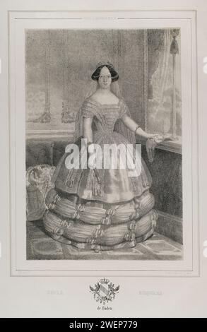 Sophie de Suède (1801-1865). Princesse de Suède et Grande-Duchesse consort de Bade (1830-1852), de son mariage avec Léopold Ier (1790-1852), Grand-Duc de Bade (1830-1852). Portrait. Lithographie de J.J. Martinez. Reyes Contemporáneos (rois contemporains). Volume II Publié à Madrid, 1852. Banque D'Images