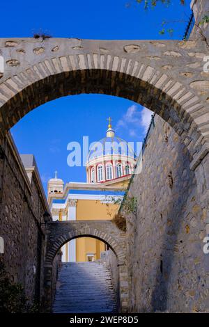 Ermoupoli Eglise d'Agios Nikolaos en Grèce Banque D'Images