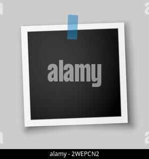 Cadre photo réaliste sur fond gris. Illustration vectorielle d'un beau cadre photo ou d'une photo de style Polaroid. Illustration de Vecteur