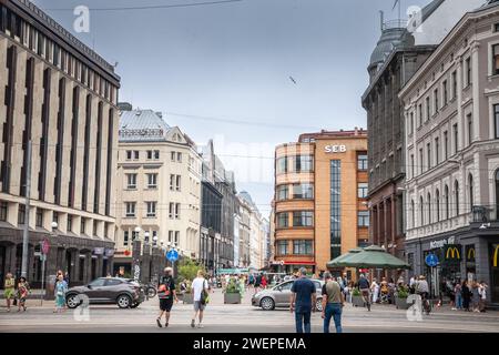 Photo d'une rue typique de la vieille ville de riga. Vecriga (« Vieille Riga ») est le centre historique et un quartier (comme Vecpilseta) de Riga, en Lettonie Banque D'Images