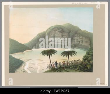 Lac de cratère du volcan Patocha à Java, Carl Wilhelm Mieling (possible), d'après Frans Wilhelm Junghuhn, 1853 - 1854 papier imprimé. Volcan en carton Java Banque D'Images