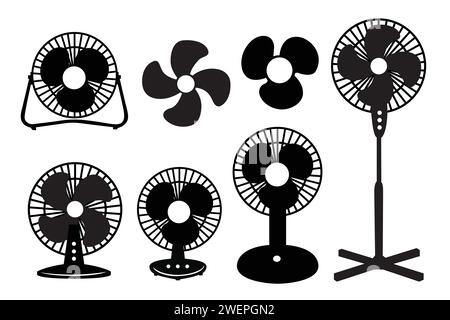 Ensemble de ventilateurs électriques isolés sur un fond blanc. Illustration vectorielle. Illustration de Vecteur