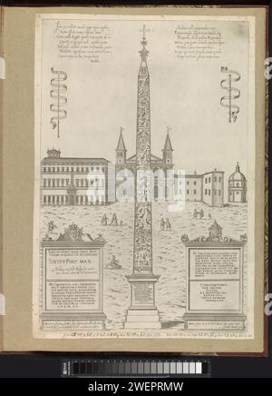 Lateraanse Obelisk OP Piazza di San Giovanni in Laterano te Rome, Ambrogio Brambilla, 1589 print l'imprimé fait partie d'un album. gravure sur papier / gravure obélisque, aiguille. église (extérieur). Rome-porte de la ville. Obélisque de Lateraanse. Sint-Jan van Lateranen. Piazza di San Giovanni in Laterano. Baptisez Van Lateranen Banque D'Images