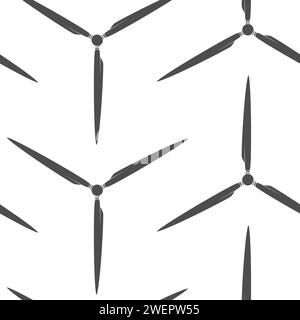 Modèle sans couture avec hélice, éolienne, éolienne. Vecteur fond noir et blanc. Illustration de Vecteur