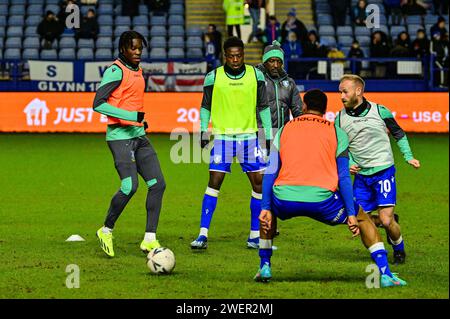 Hillsborough Stadium, Sheffield, Royaume-Uni. 26 janvier 2024. FA Cup Fourth Round football, Sheffield Wednesday contre Coventry City ; joueurs de Sheffield Wednesday pendant l'échauffement d'avant-match crédit : action plus Sports/Alamy Live News Banque D'Images