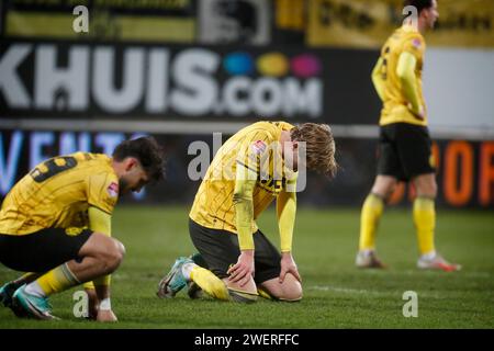 Kerkrade, pays-Bas. 26 janvier 2024. KERKRADE, PAYS-BAS - JANVIER 26 : Matisse Didden de Roda JC déception après le match Roda JC Kerkrade entre le Jong FC Utrecht au Parkstad Limburg Stadion le 26 janvier 2024 à Kerkrade, pays-Bas. (Photo Orange Pictures) crédit : dpa/Alamy Live News Banque D'Images