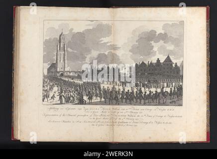 WILLEM IV, 1752, planche 41, Jan Punt, d'après Pieter Jan van Cuyck, 1755 papier gravure / gravure cortège, procession funéraire Delft. Nouvelle église. Marché Banque D'Images