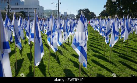 Beverly Hills, Californie, États-Unis 26 janvier 2024 1400 Flags Gaza War Victims Memorial Art installation à Beverly Park le 26 janvier 2024 à Beverly Hills, Californie, États-Unis. Installation artistique de 14,00 drapeaux exposés du 25 janvier 2024 au 25 février 2024. Drapeaux représentant les victimes de plus de 30 pays décédées lors de l'attaque du Hamas le 7 octobre 2023. Photo de Barry King/Alamy Live News Banque D'Images