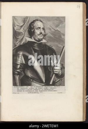 Portrait d'Emanuel Frockas, comte de Feria, 1645 - 1646 gravure cette gravure fait partie d'un album. armure de gravure de papier Banque D'Images