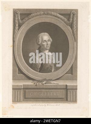 Portrait van Christian Feldegott Gellert, Johann Friedrich Bause, d'après Adam Friedrich Oeser, 1767 gravure sur papier de personnages historiques Banque D'Images