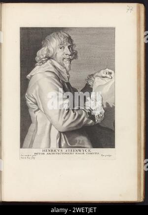 Portrait du peintre Hendrik van Steenwijck, 1645 - 1646 gravure cette gravure fait partie d'un album. papier gravure portrait, autoportrait de peintre Banque D'Images