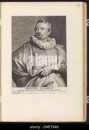 Portrait du peintre Adriaen van Stalbemt, 1645 - 1646 gravure cette gravure fait partie d'un album. papier gravure portrait, autoportrait de peintre Banque D'Images