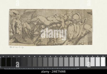 Fragment de Jupiter envoie les trois déesses de l'avis de Paris, Antonio Fantuzzi (attribué à), 1543 papier gravure cupids : 'amores', 'amoretti', 'putti'. le soldat ; la vie du soldat Banque D'Images