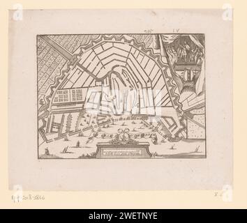 Carte d'Amsterdam avec les vieux murs de la ville, Jacobus Harrewijn, 1769 papier papier imprimer cartes de gravure des villes. Les murs de la ville Amsterdam Banque D'Images