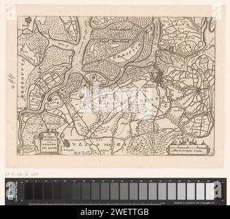 Carte de l'impression Markiezaat Bergen op Zoom, Anonyme, 1732 - 1735 en bas à gauche un cartouche de titre. En bas à droite un cartouche avec échelle : Milliaria Germania Commu. Numéroté en bas à droite : 5. Cartes de gravure sur papier de différents pays ou régions Bergen op Zoom Banque D'Images