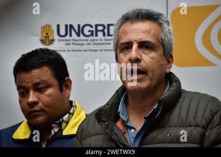 Bogota, Colombie. 26 janvier 2024. Le ministre colombien de l'intérieur Luis Fernando Velasco lors d'une conférence de presse tenue par les ministres de l'environnement, de l'intérieur et de la Défense à Bogota, en Colombie, en réponse aux incendies de forêt présentés les jours précédents, le 26 janvier 2024. Photo : Cristian Bayona/long Visual Press crédit : long Visual Press/Alamy Live News Banque D'Images