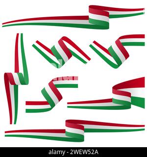 collection de sept bannières différentes avec des couleurs de pays hongrois Illustration de Vecteur