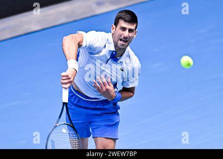 Melbourne, Australie. 26 janvier 2024. Novak Djokovic lors du tournoi de tennis Australian Open AO 2024 Grand Chelem le 26 janvier 2024 au Melbourne Park à Melbourne, en Australie. Photo Victor Joly/DPPI crédit : DPPI Media/Alamy Live News Banque D'Images