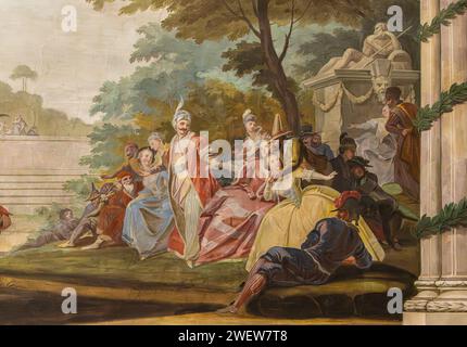 Fresques rococo du peintre italien Karl Henrici (1737-1823) au Palais Menz dans le centre historique de Bolzano, Tyrol du Sud, Trentin-Haut-Adige, Italie Banque D'Images