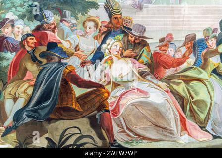 Fresques rococo du peintre italien Karl Henrici (1737-1823) au Palais Menz dans le centre historique de Bolzano, Tyrol du Sud, Trentin-Haut-Adige, Italie Banque D'Images