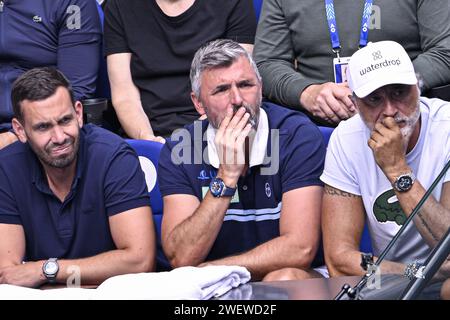 Goran Ivanisevic entraîneur de Novak Djokovic lors du tournoi de tennis du Grand Chelem de l'Open d'Australie AO 2024 le 26 janvier 2024 au Melbourne Park à Melbourne, en Australie. Photo Victor Joly / DPPI Banque D'Images