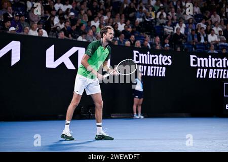 Melbourne, Australie. 26 janvier 2024. Daniil Medvedev lors du tournoi de tennis Australian Open AO 2024 Grand Chelem au Melbourne Park à Melbourne, Australie, le 26 janvier 2024. Photo de Victor Joly/ABACAPRESS.COM crédit : Abaca Press/Alamy Live News Banque D'Images