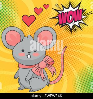 mignon couple de souris aime l'image vectorielle de conception pop art. Illustration de Vecteur