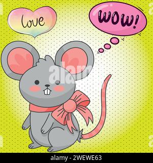 mignon couple de souris aime l'image vectorielle de conception pop art. Illustration de Vecteur