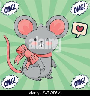 mignon couple de souris aime l'image vectorielle de conception pop art. Illustration de Vecteur